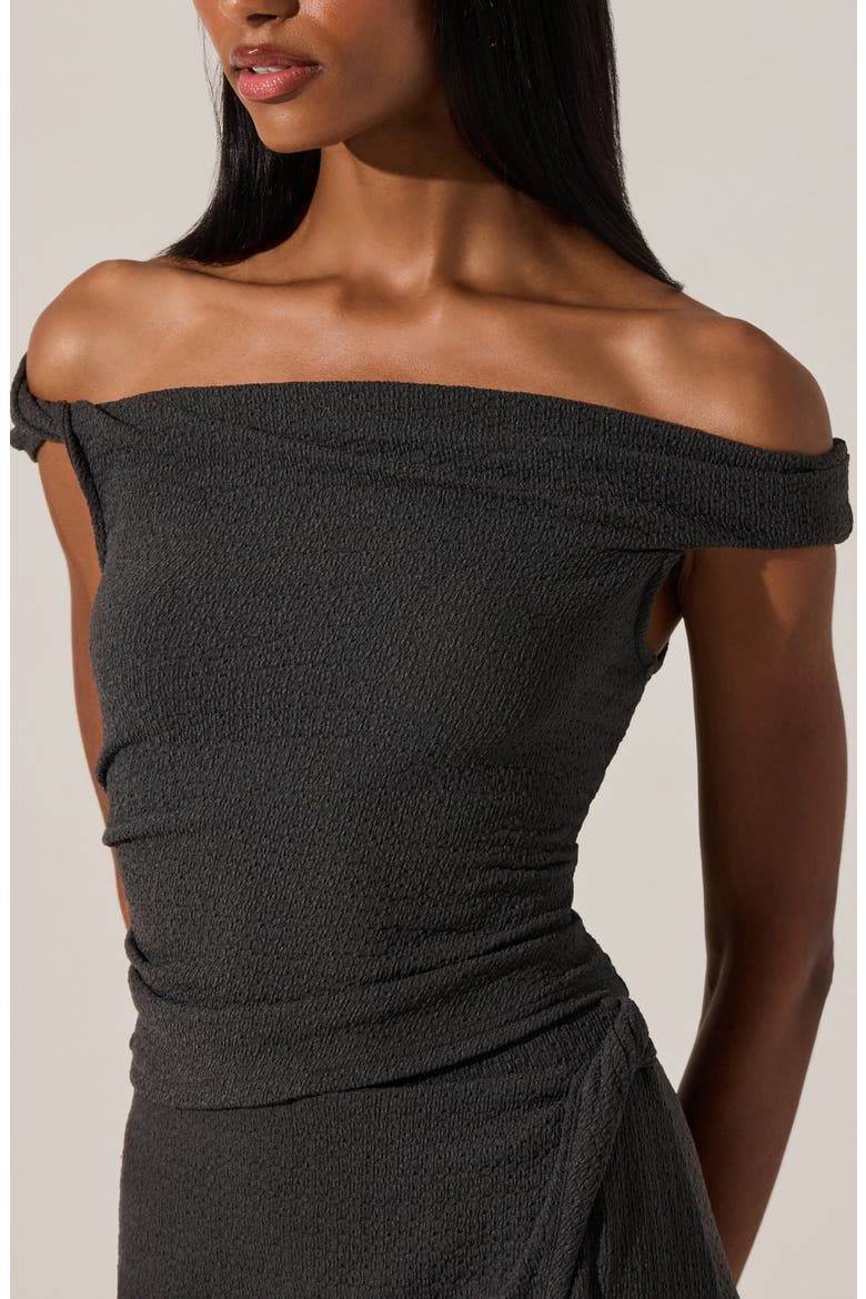 Lindy Textured Off-the-Shoulder Knit Top, Alternate, color, CHARCOAL
