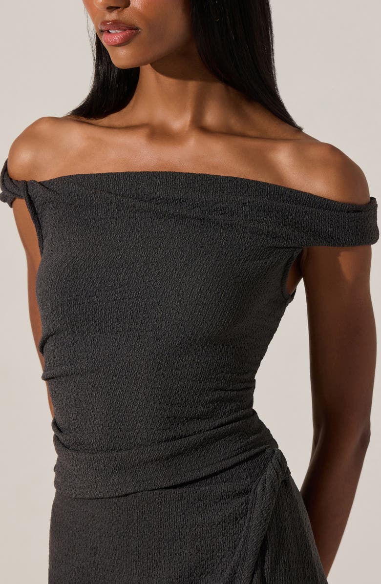 ASTR the Label Lindy Textured Off-the-Shoulder Knit Top, Alternate, color, Charcoal