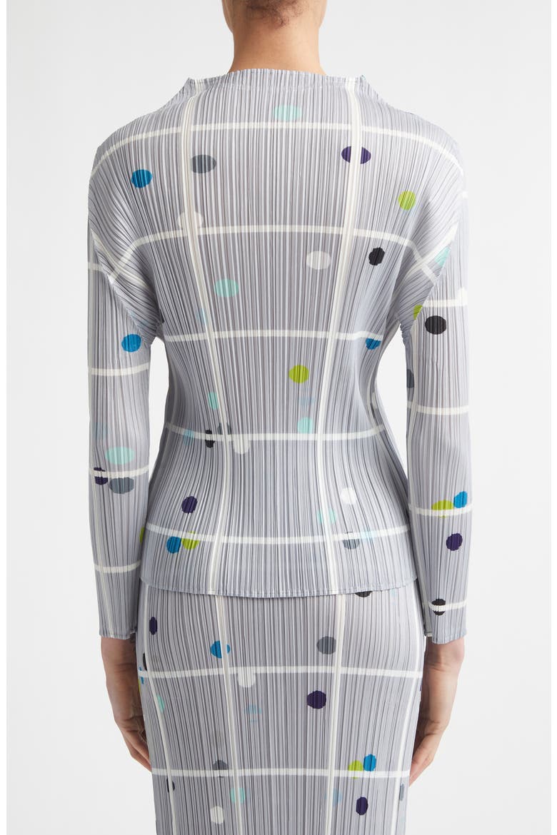 Crossing Dots Pleated Funnel Neck Top, Alternate, color, LIGHT GRAY