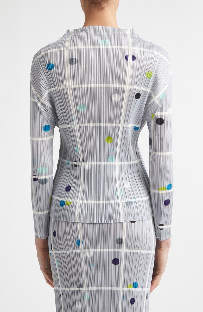 Pleats Please Issey Miyake Crossing Dots Pleated Funnel Neck Top, Alternate, color, Light Gray