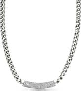 Sheryl Lowe Black Diamond Bar On Curb Chain Necklace