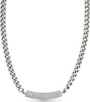 Sheryl Lowe Black Diamond Bar On Curb Chain Necklace