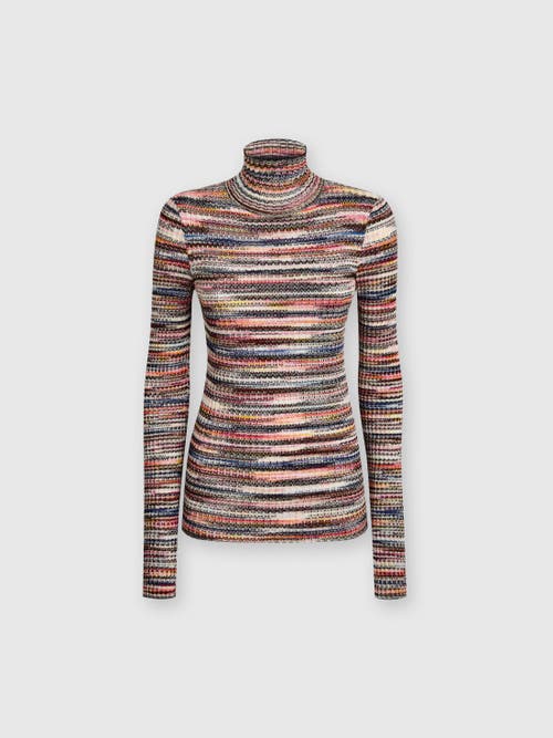 Shop Missoni Viscose And Ribbed Wool Turtleneck In Multicoloured