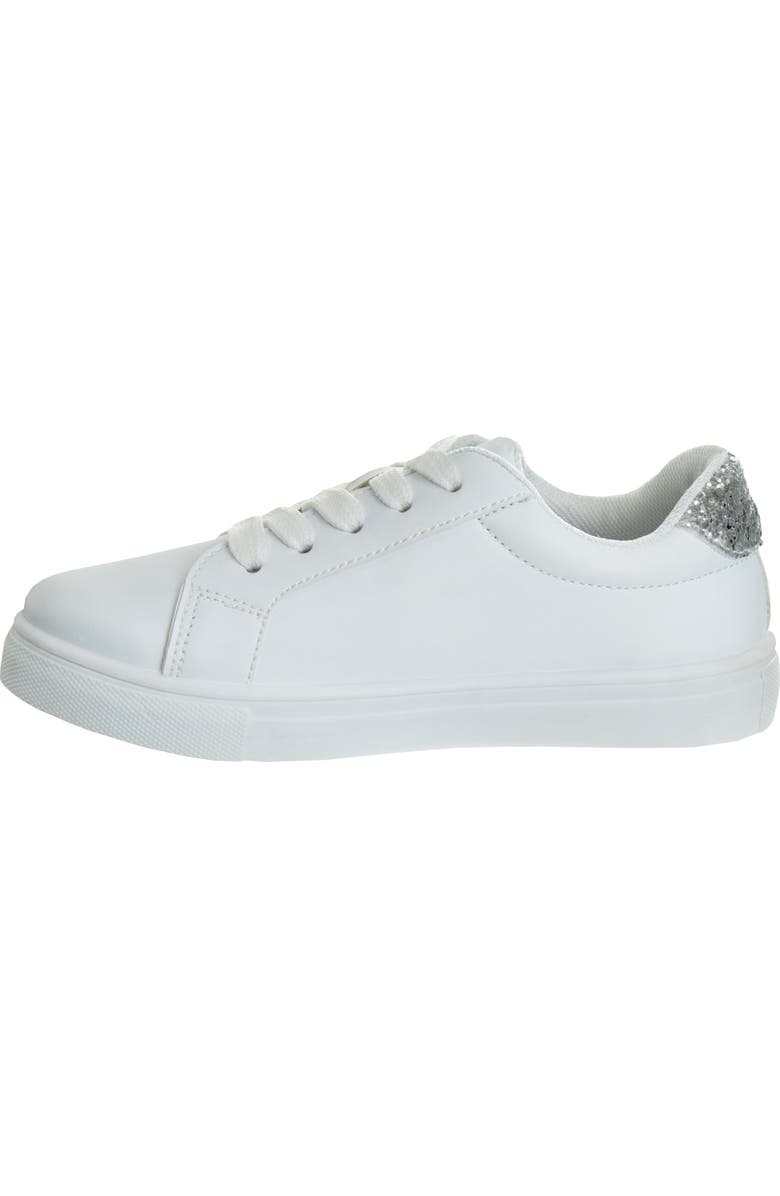 Kensie Girl Lace Up Glittery Casual Sneakers, Alternate, color, White Silver