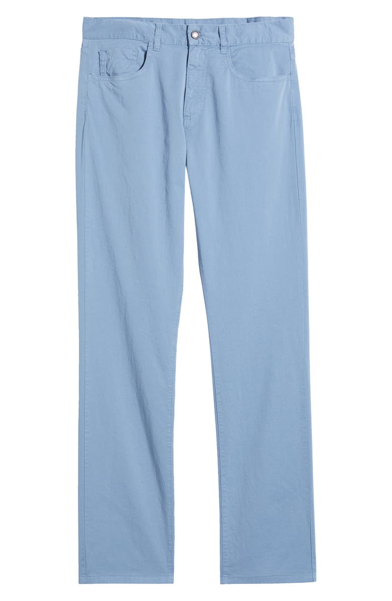 Canali Regular Fit 5-Pocket Cotton Stretch Twill Pants, Alternate, color, Light Blue