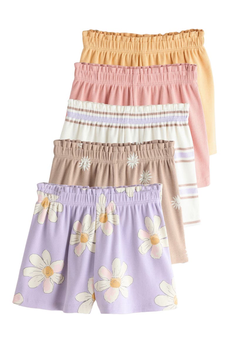 5-Pack Stretch Cotton Frill Hem Shorts, Main, color, NEUTRAL