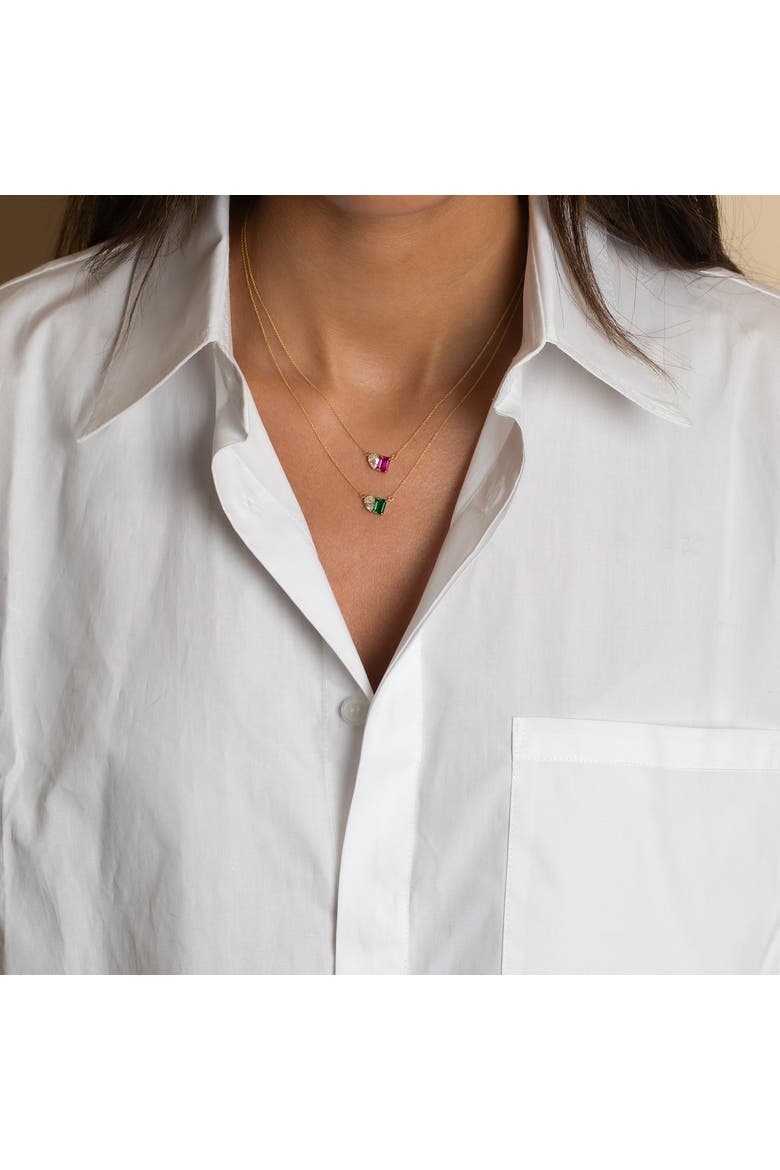 Diamond X Ruby Toi E Moi Necklace 14K, Alternate, color, Ruby Red