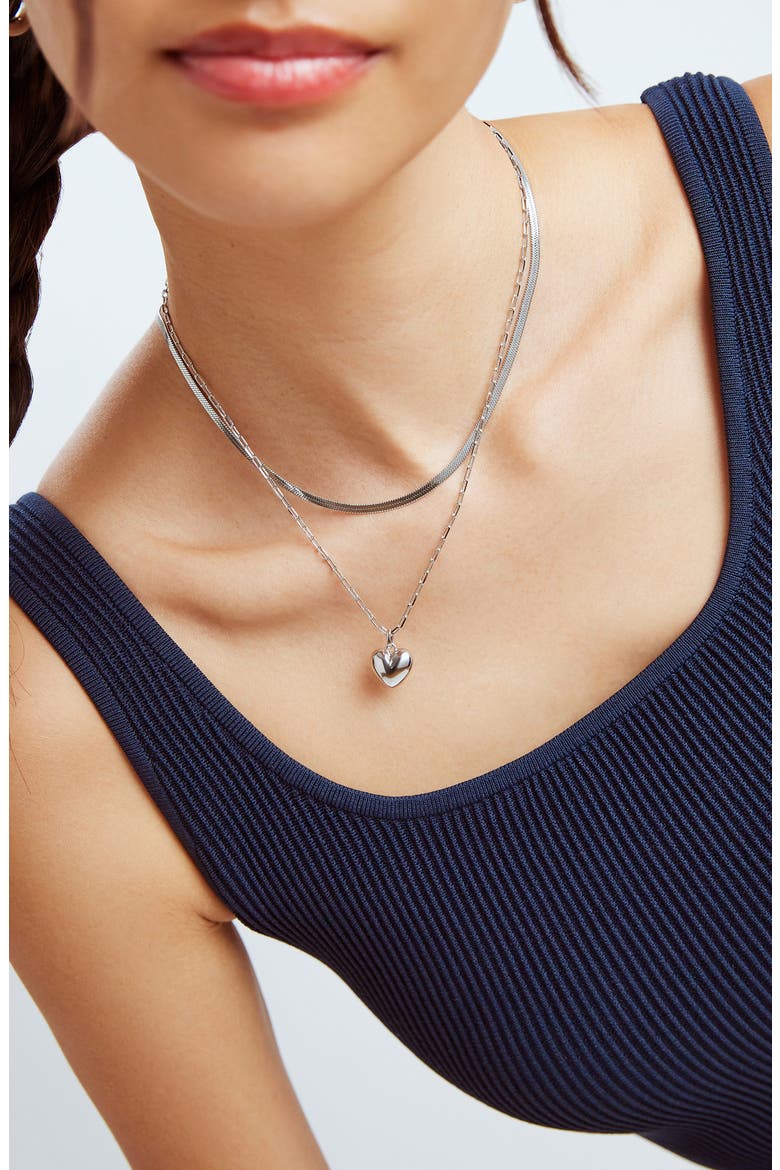 Herringbone Chain Necklace, Alternate, color, SILVER