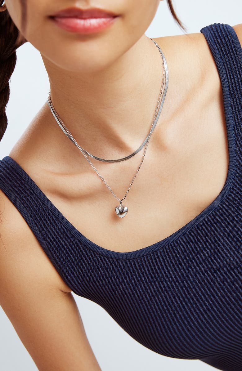 Ana Luisa Ina Herringbone Chain Necklace, Alternate, color, Silver