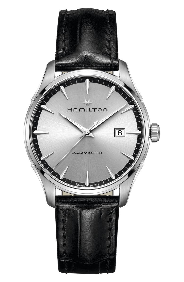Hamilton Jazzmaster Gent Leather Strap Watch, 40mm, Main, color, 