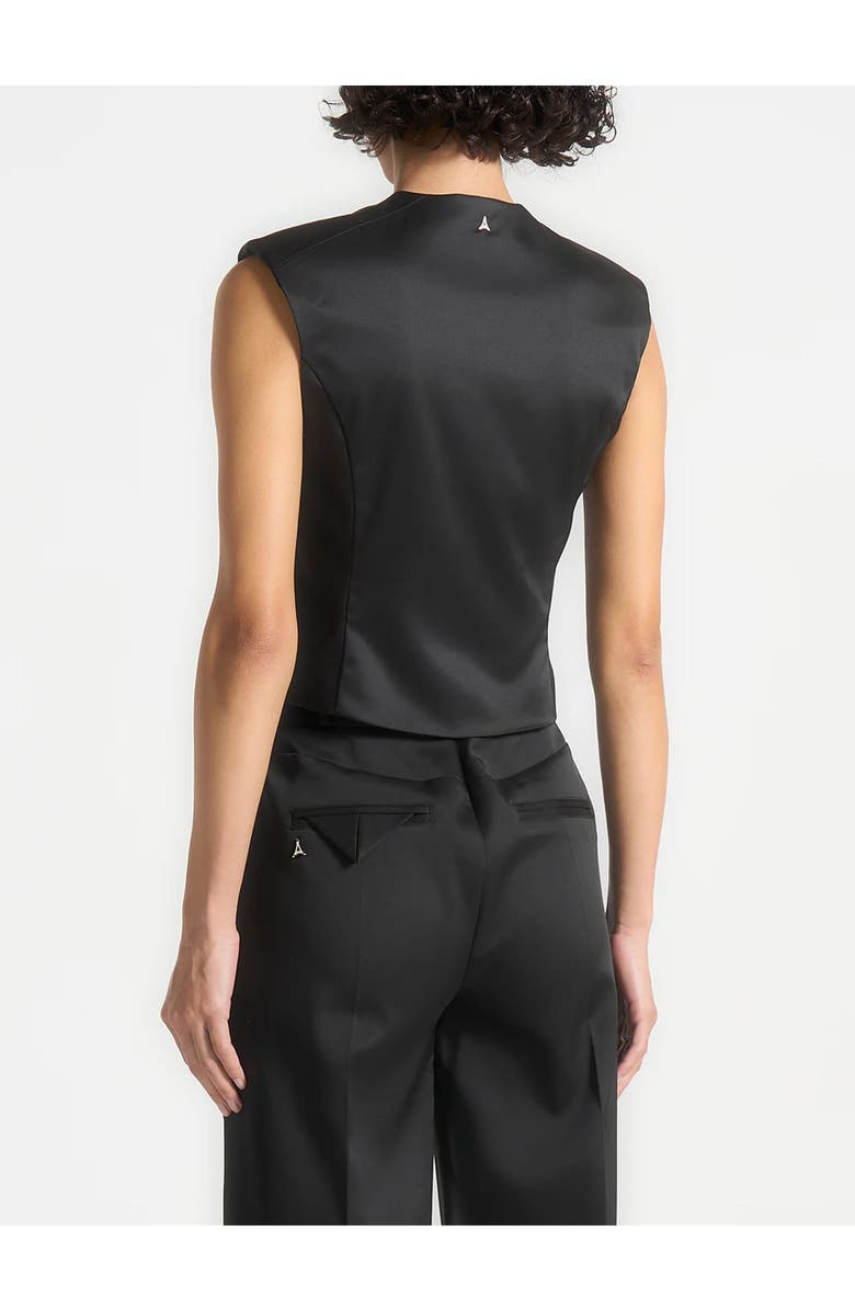 Manière De Voir Laurence Sateen Wrap Waistcoat, Alternate, color, Black