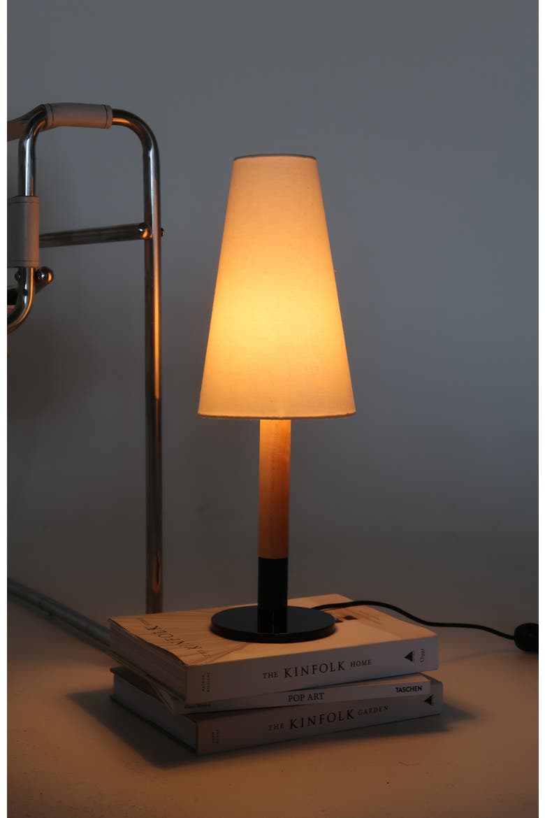 Arthur 18" LED Table Lamp with Wood Accent and Classic Silhouette, Bulb Included, Alternate, color, Cream