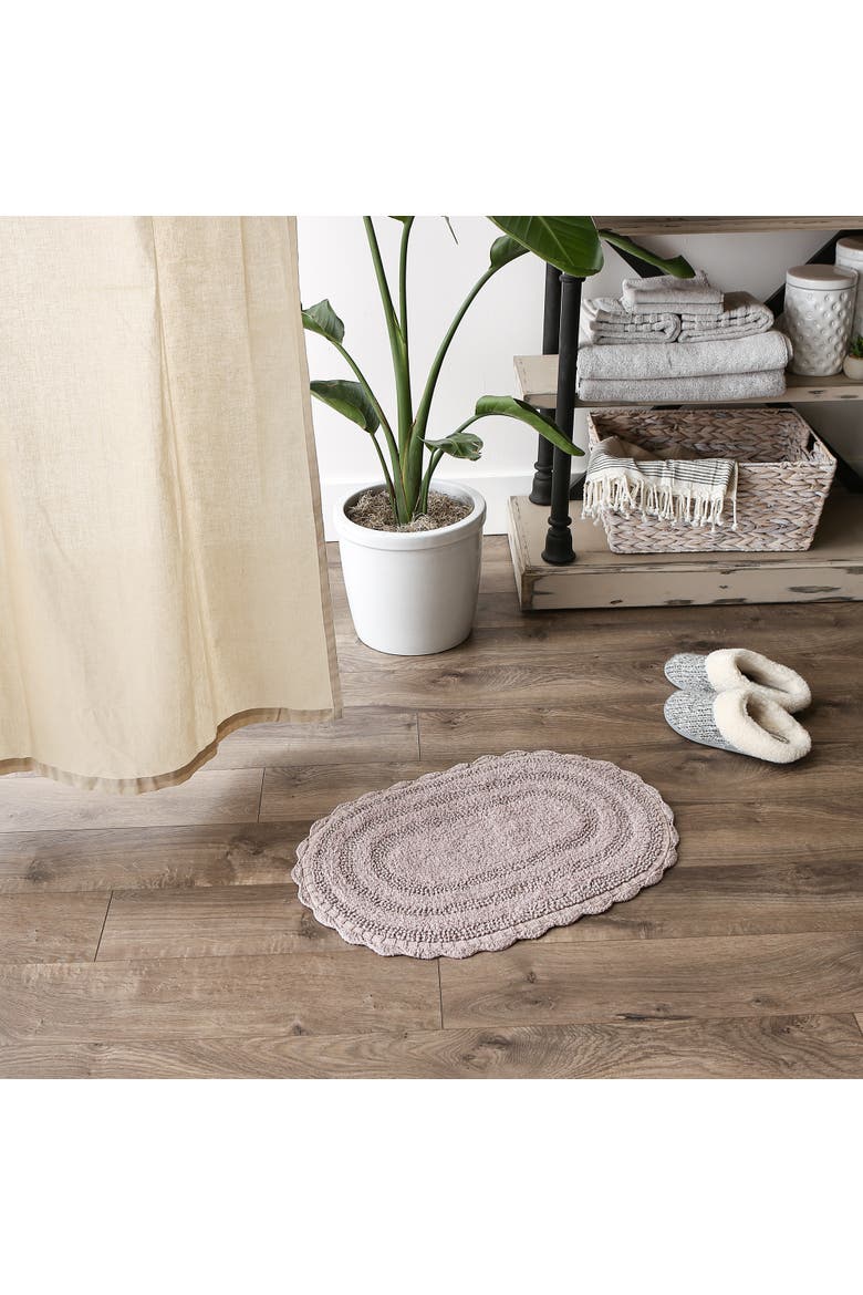 Oval Crochet Bath Mat, Alternate, color, Dusty Lilac