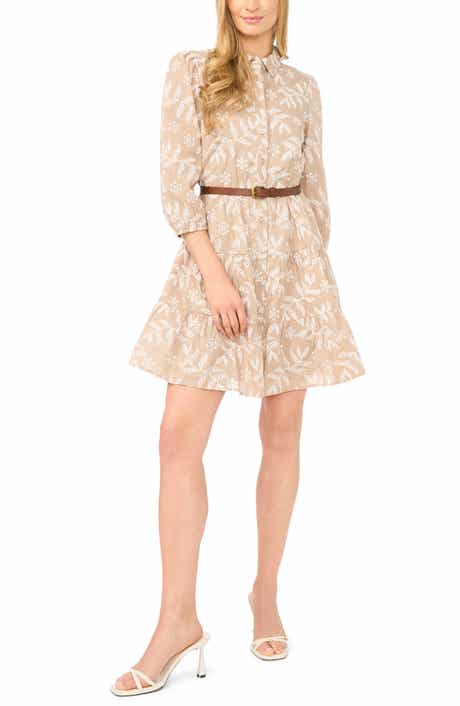 Floral Eyelet Belted Cotton Shirtdress