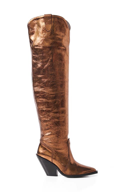 Free People Triple Crown Knee High Boot In Bronze Metallic