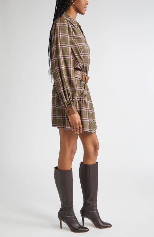 Ramy Brook Jim Belted Metallic Long Sleeve Dress In Brown