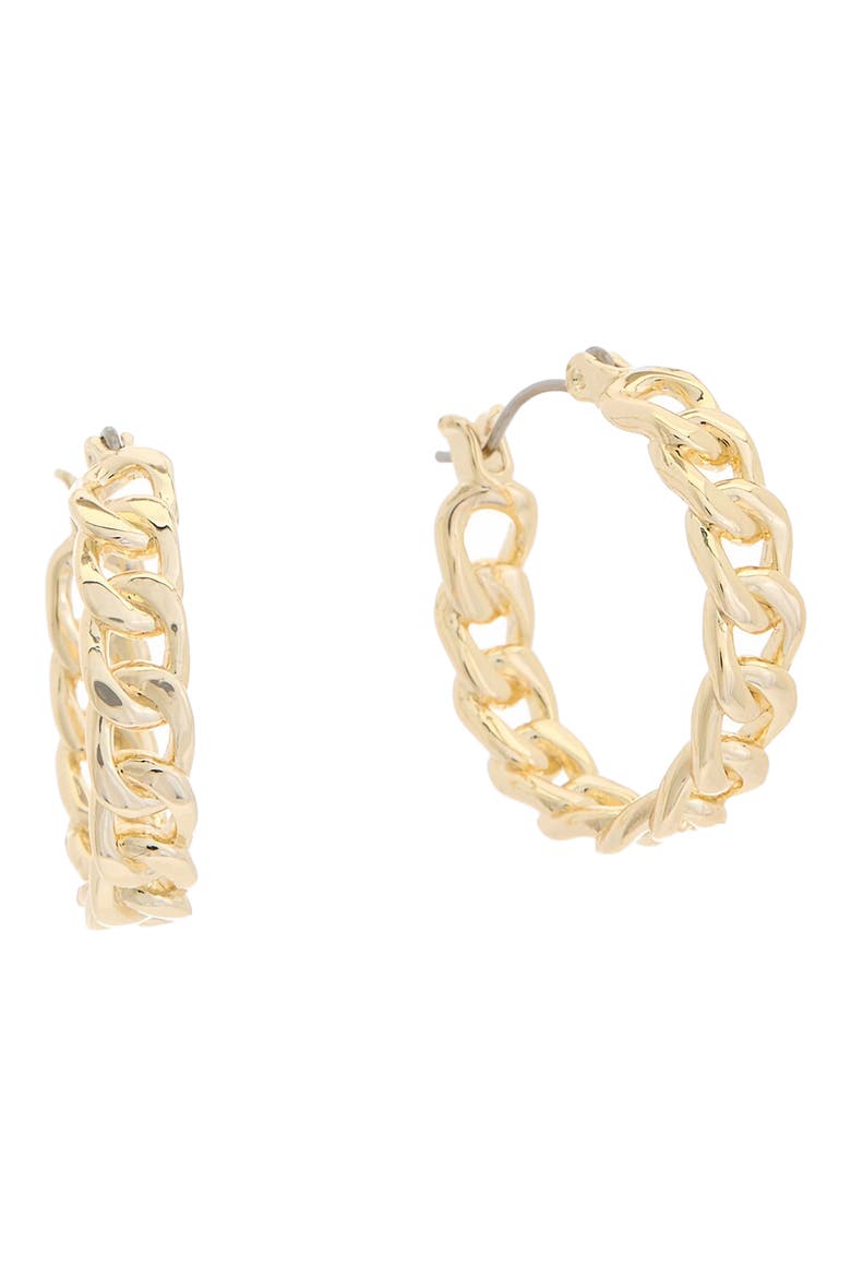 Curb Chain Hoop Earrings, Main, color, YELLOW