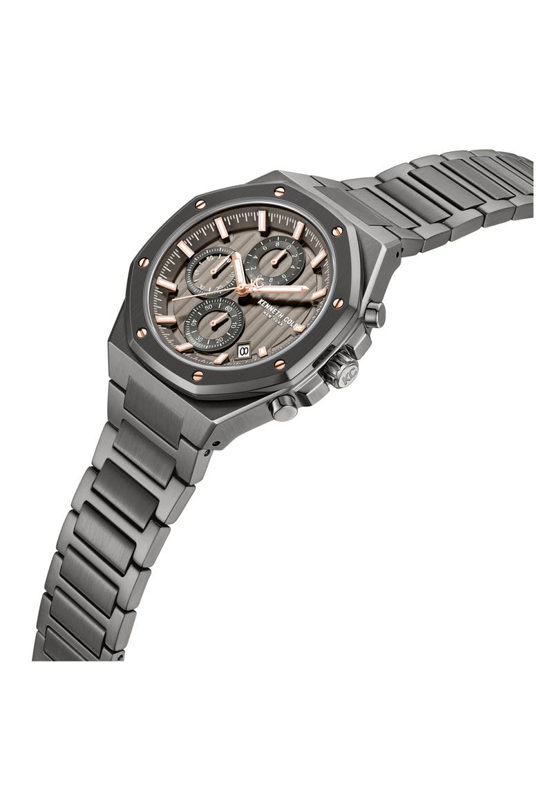 Dress Sport Chronograph Bracelet Watch, 42mm, Alternate, color, DARK GRAY / GUN