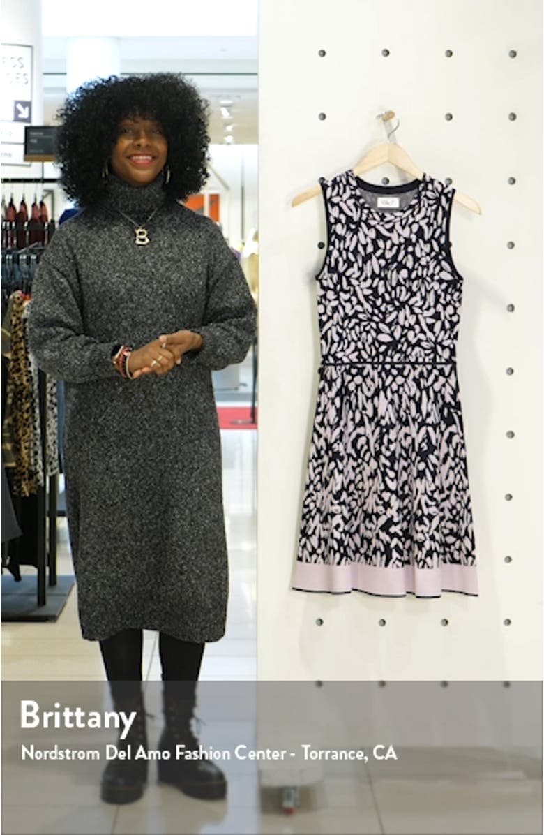 Print Sleeveless Fit & Flare Sweater Dress, sales video thumbnail