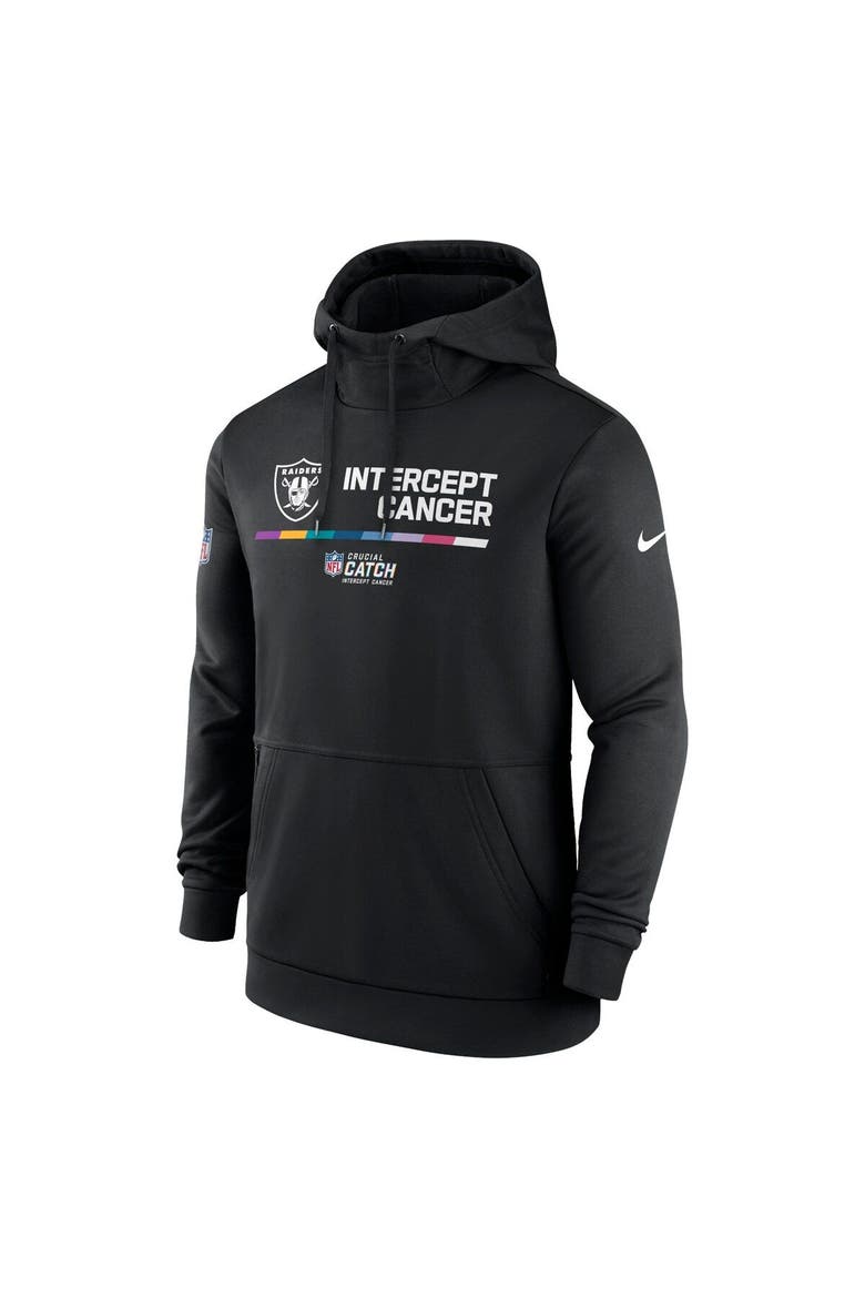 Men's Nike Black Las Vegas Raiders 2022 NFL Crucial Catch Therma Performance Pullover Hoodie, Alternate, color, Black
