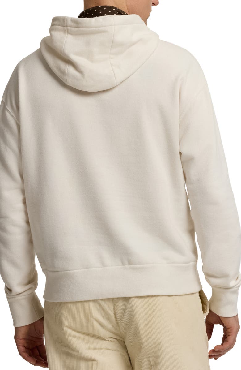 Ralph Lauren Purple Label Felpa Bear Appliqué Cotton & Cashmere Hoodie, Alternate, color, Classic Cream