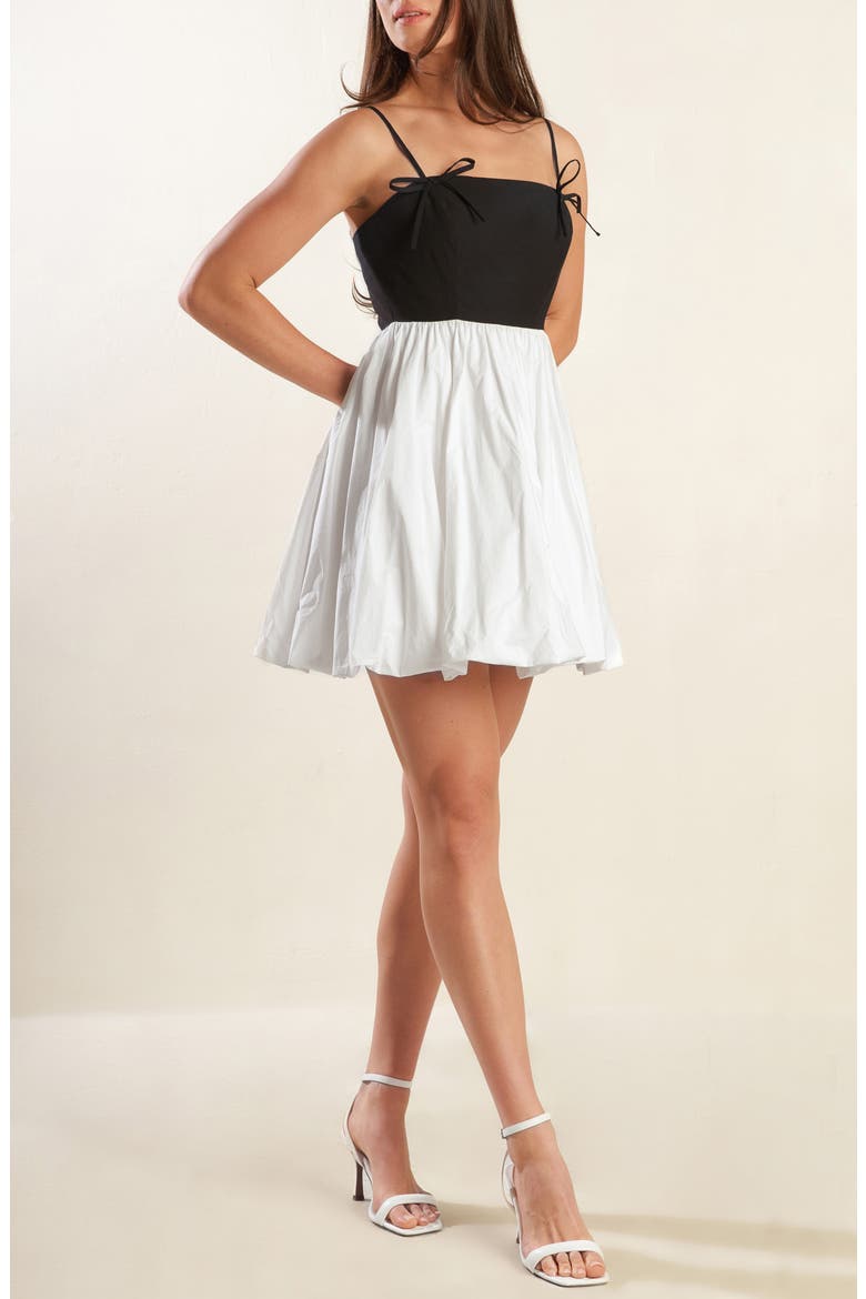 Colorblock Bubble Hem Minidress, Alternate, color, WHITE/ BLACK