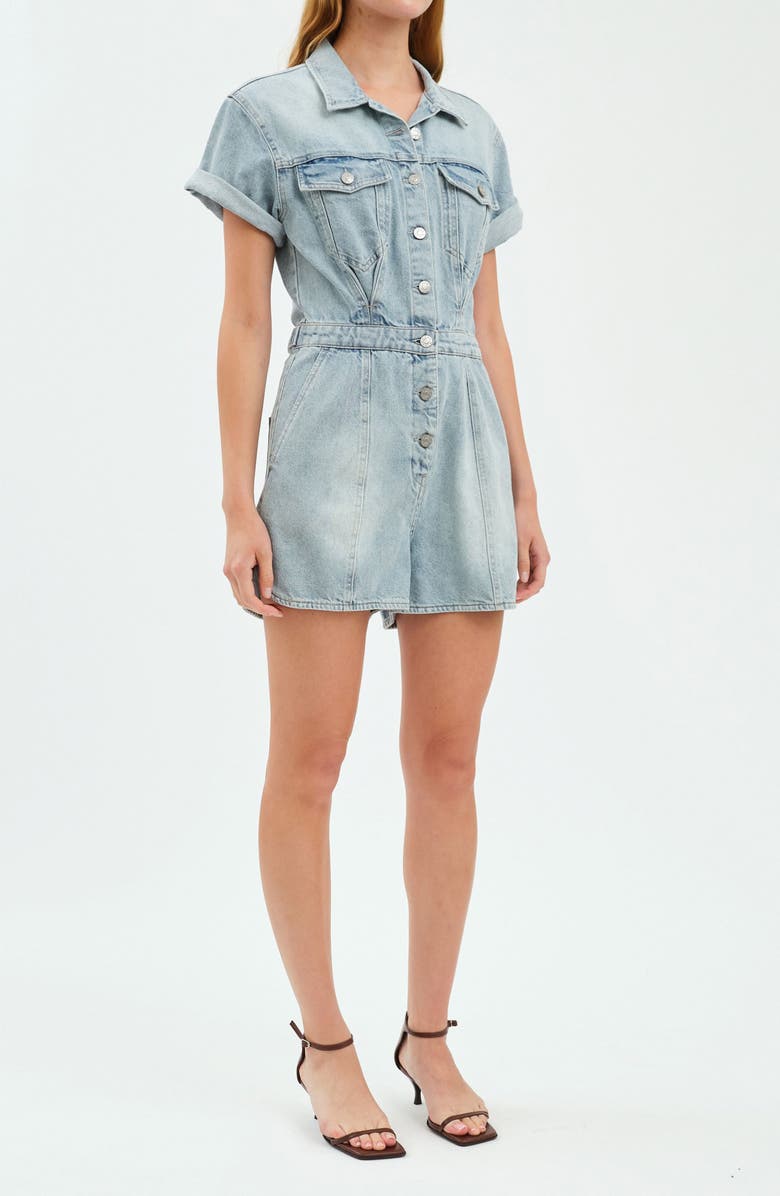 DAZE Topanga Denim Romper, Alternate, color, Dolphin