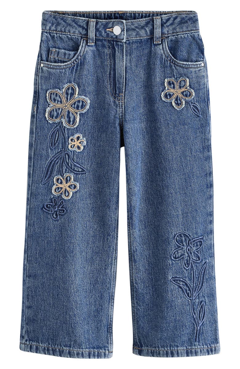 NEXT Kids' Floral Appliqué Jeans, Main, color, Blue