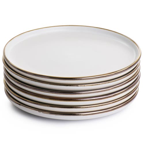 Elama Arthur 6 Piece Stoneware Salad Plate Set In White