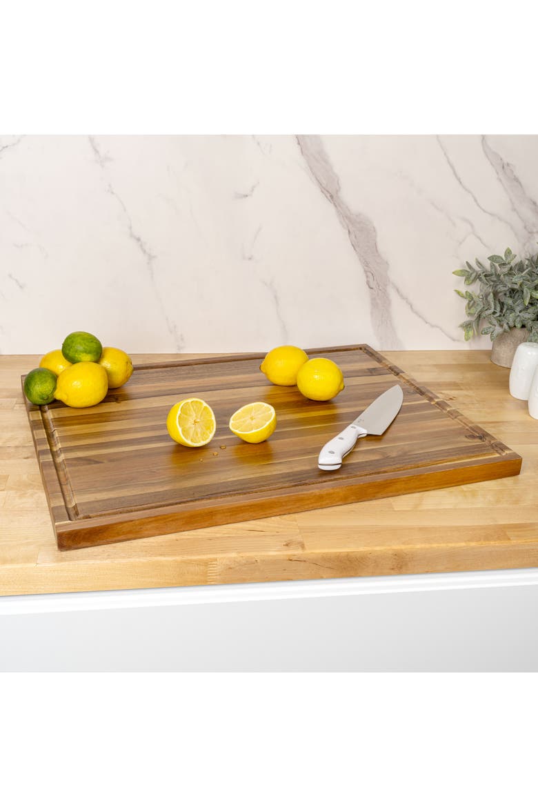 Eldridge Extra Large Handcrafted Acacia Wood Grain Thick Reversible Cutting Board with Juice Grooves, Alternate, color, Natural