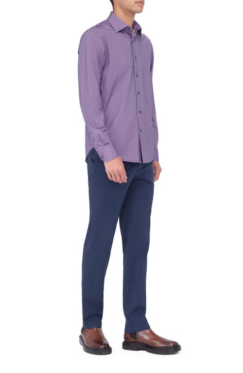 Bugatchi James Ooohcotton® Geo Print Button-up Shirt In Purple