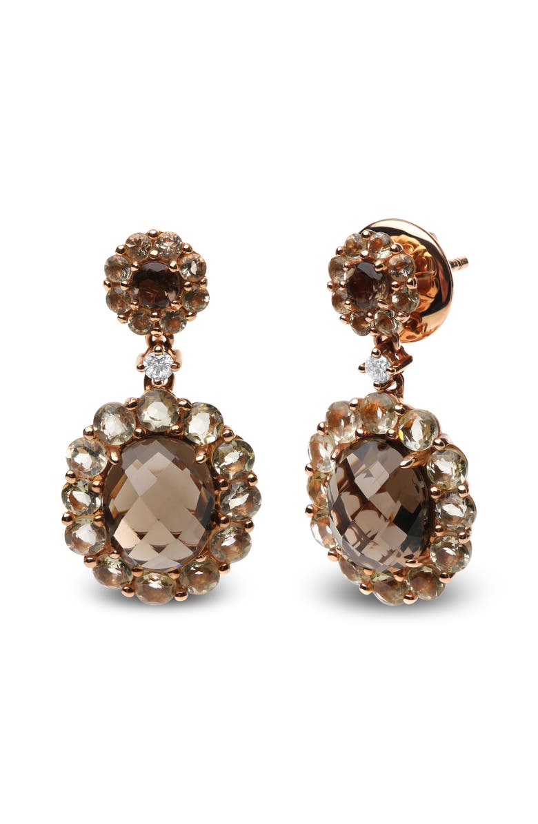 Haus of Brilliance 18K Gold Diamond Accent & Lemon & Smoky Color Quartz Gemstone Dangle Drop Earring, Alternate, color, Pink