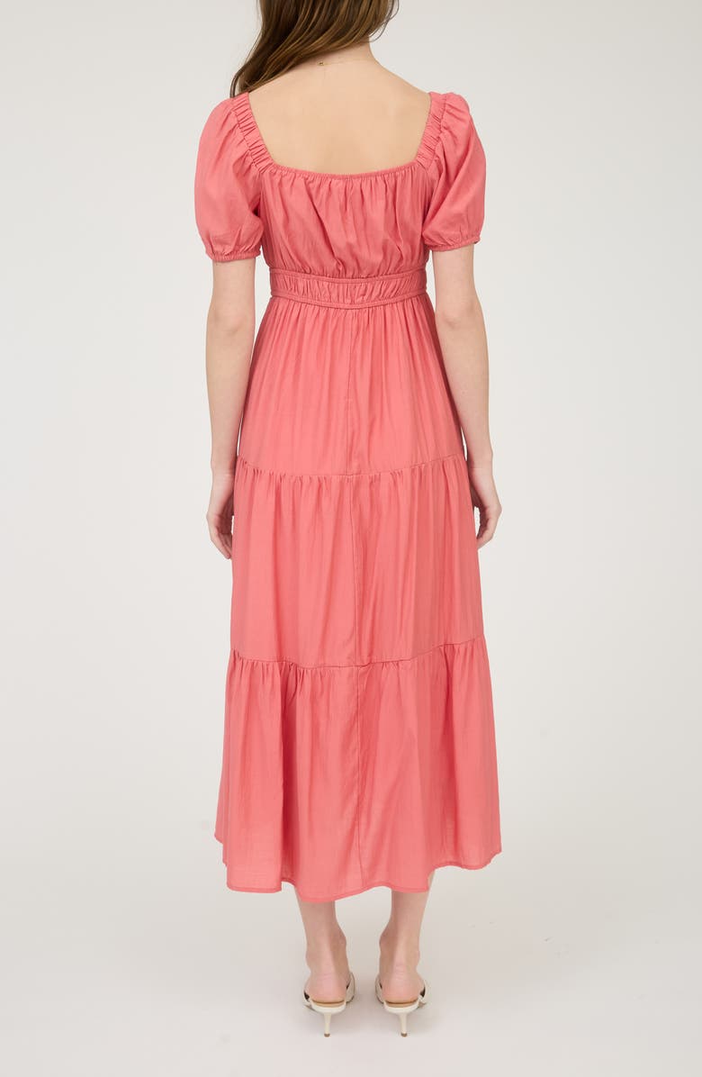 AUGUST SKY Puff Sleeve Tiered Maxi Dress, Alternate, color, Coral