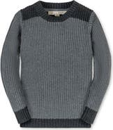 Hope & Henry Kids' Organic Long Sleeve Shoulder Detail Crewneck Pullover Sweater