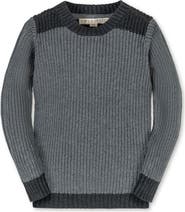 Hope & Henry Kids' Organic Long Sleeve Shoulder Detail Crewneck Pullover Sweater