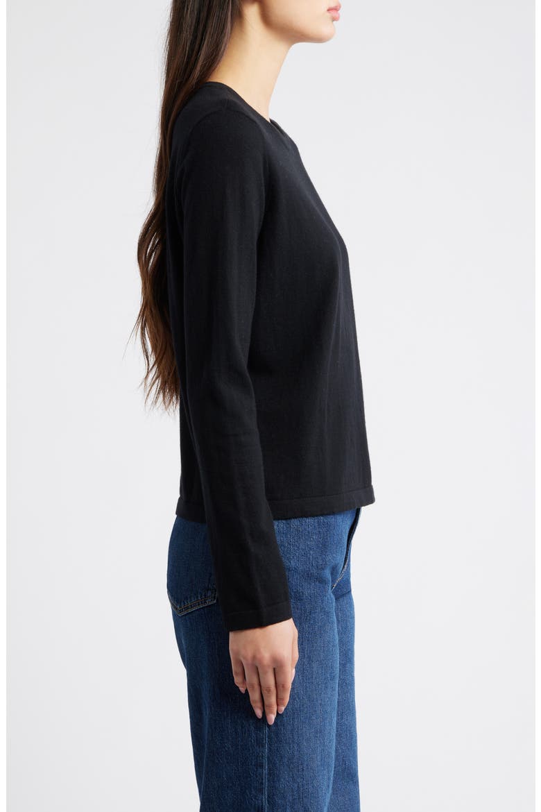 Cotton & Cashmere Long Sleeve Knit Top, Alternate, color, BLACK