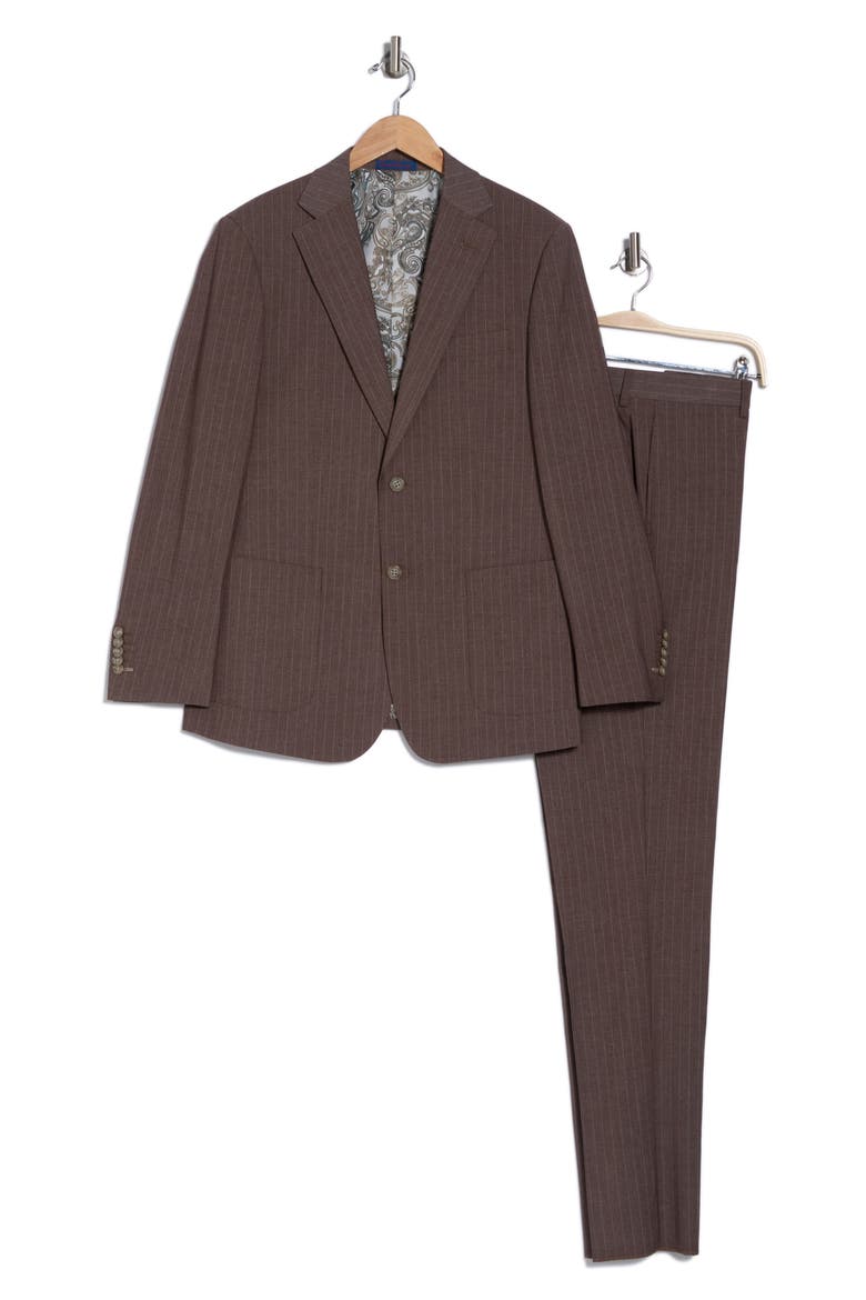 Two-Button Flat Front Suit, Alternate, color, BROWN