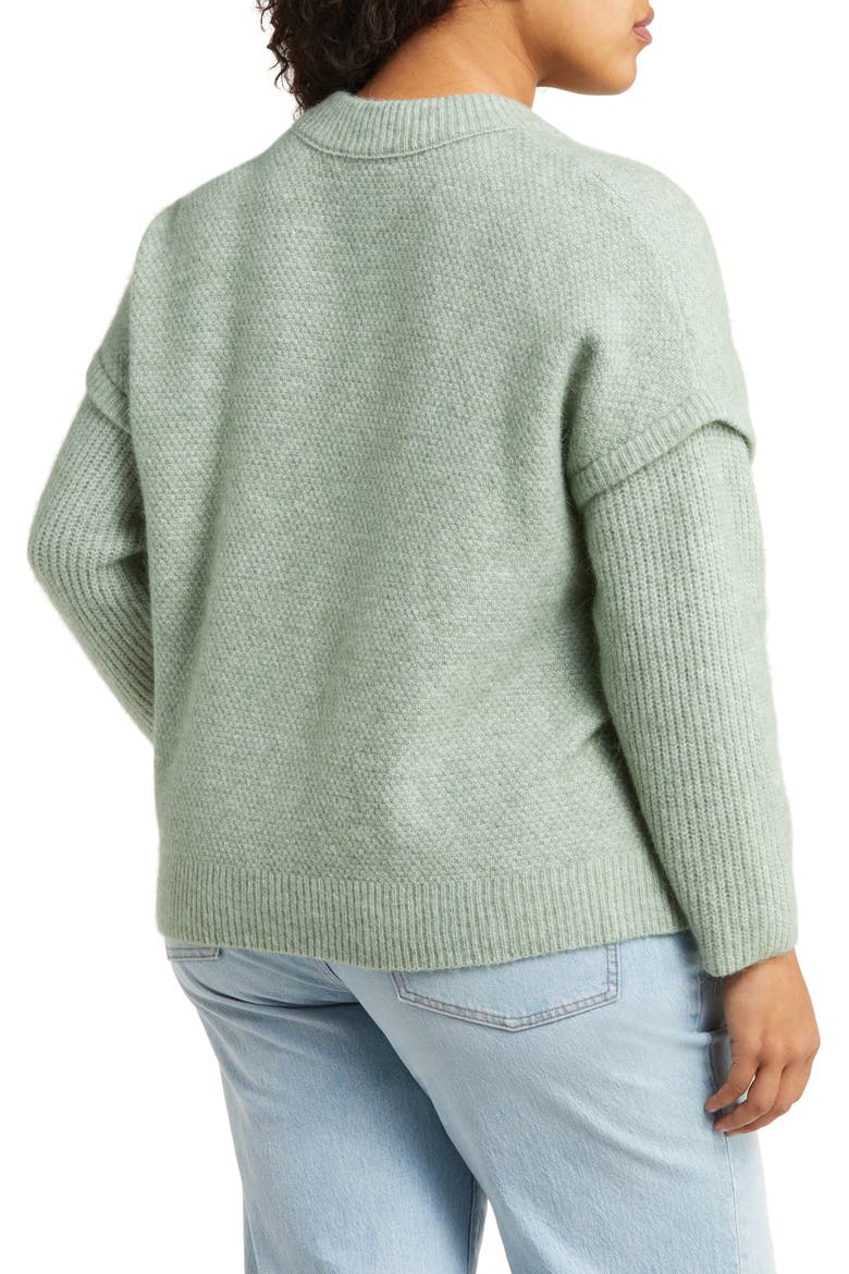 Cable Stitch Crewneck Sweater, Alternate, color, FROSTED SAGE