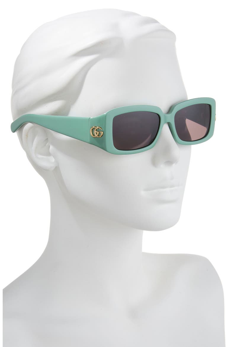 54mm Rectangle Sunglasses, Alternate, color, GREEN GREEN GREY