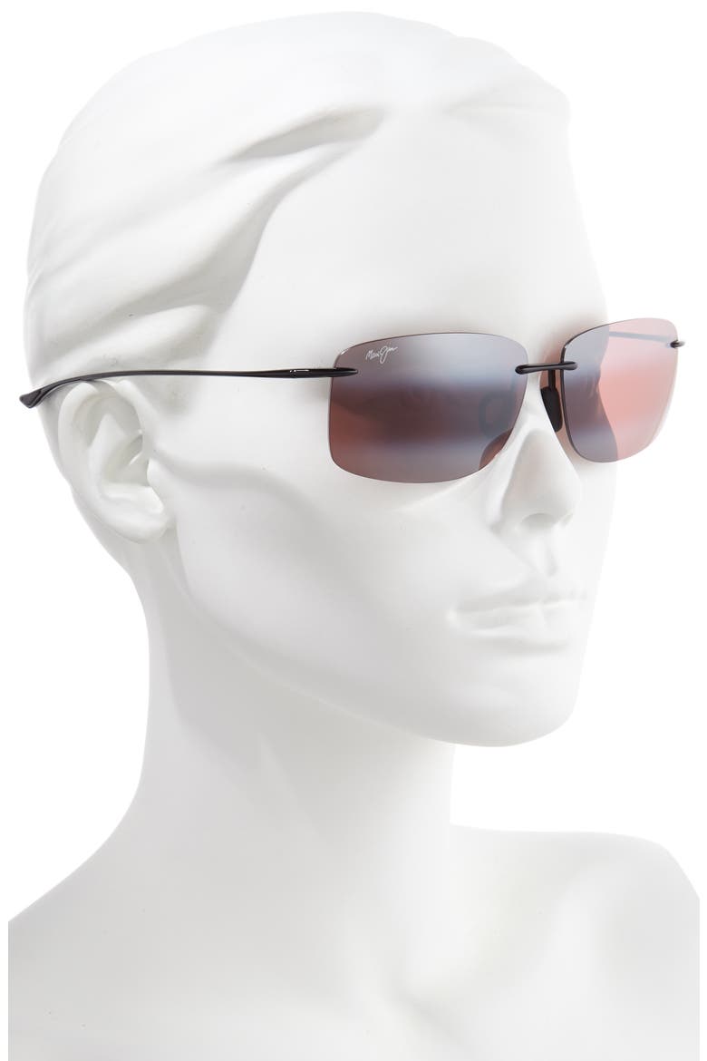 Hema 62mm PolarizedPlus2® Oversize Rimless Sunglasses, Alternate, color, MAUI ROSE/ GLOSS BLACK