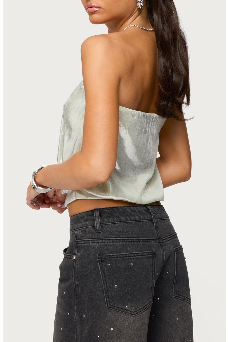Leira Shimmer Strapless Blouson Top, Alternate, color, GOLD