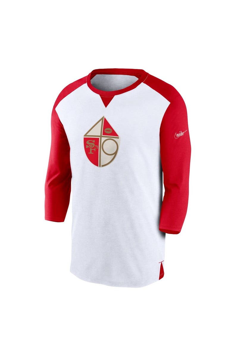 Nike Men's Nike White/Scarlet San Francisco 49ers Rewind 3/4-Sleeve T-Shirt, Alternate, color, 