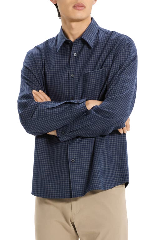 Theory Weekend Woods Check Cotton Button-up Shirt In Blue