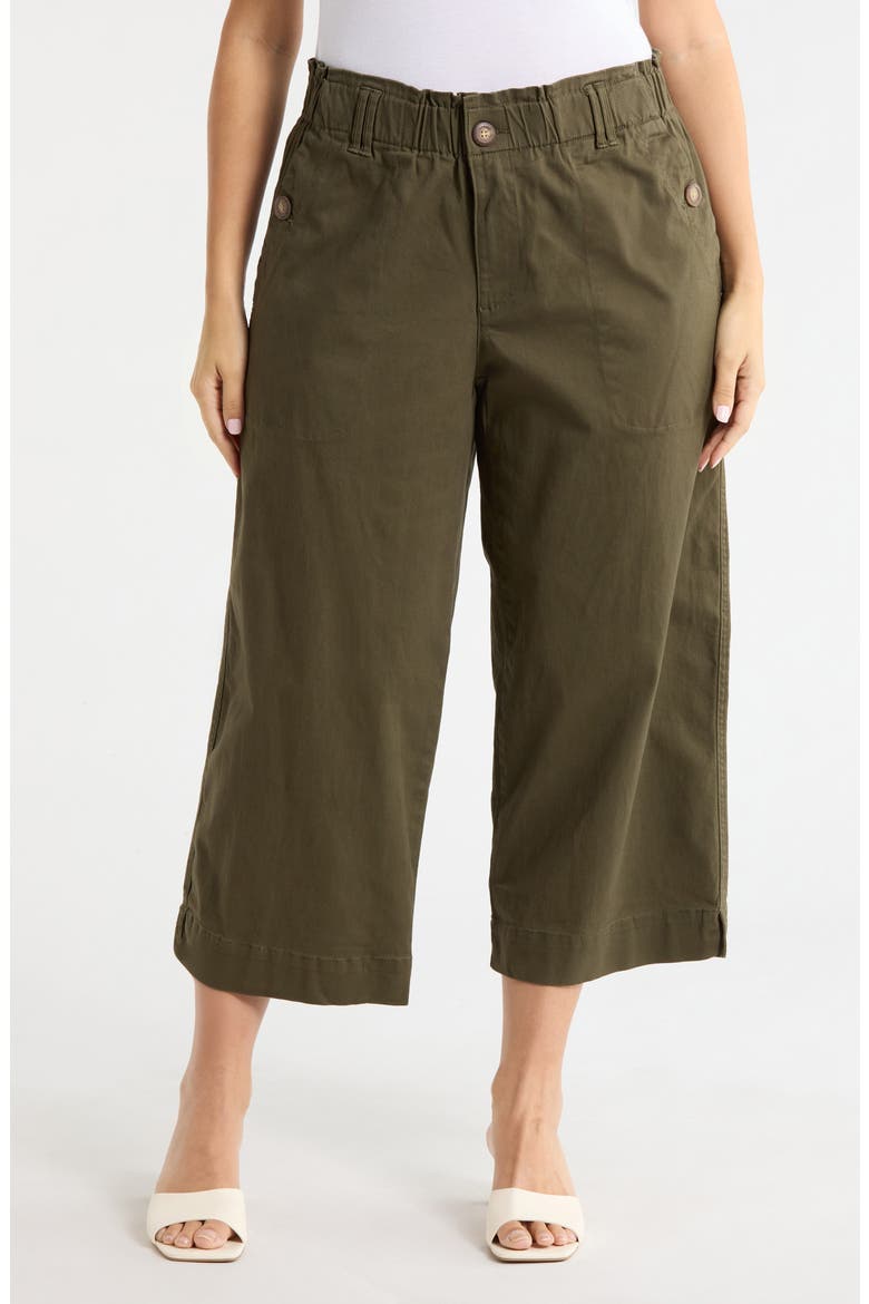 Button Pocket Crop Wide Leg Pants, Main, color, CAPER