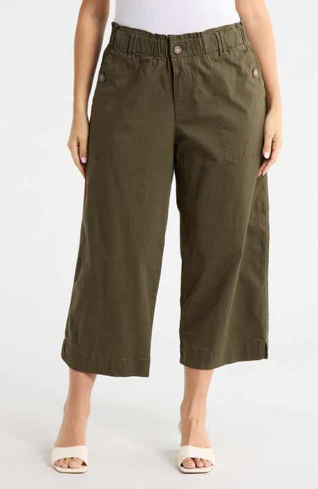Democracy Button Pocket Crop Wide Leg Pants