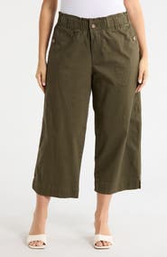 Democracy Button Pocket Crop Wide Leg Pants