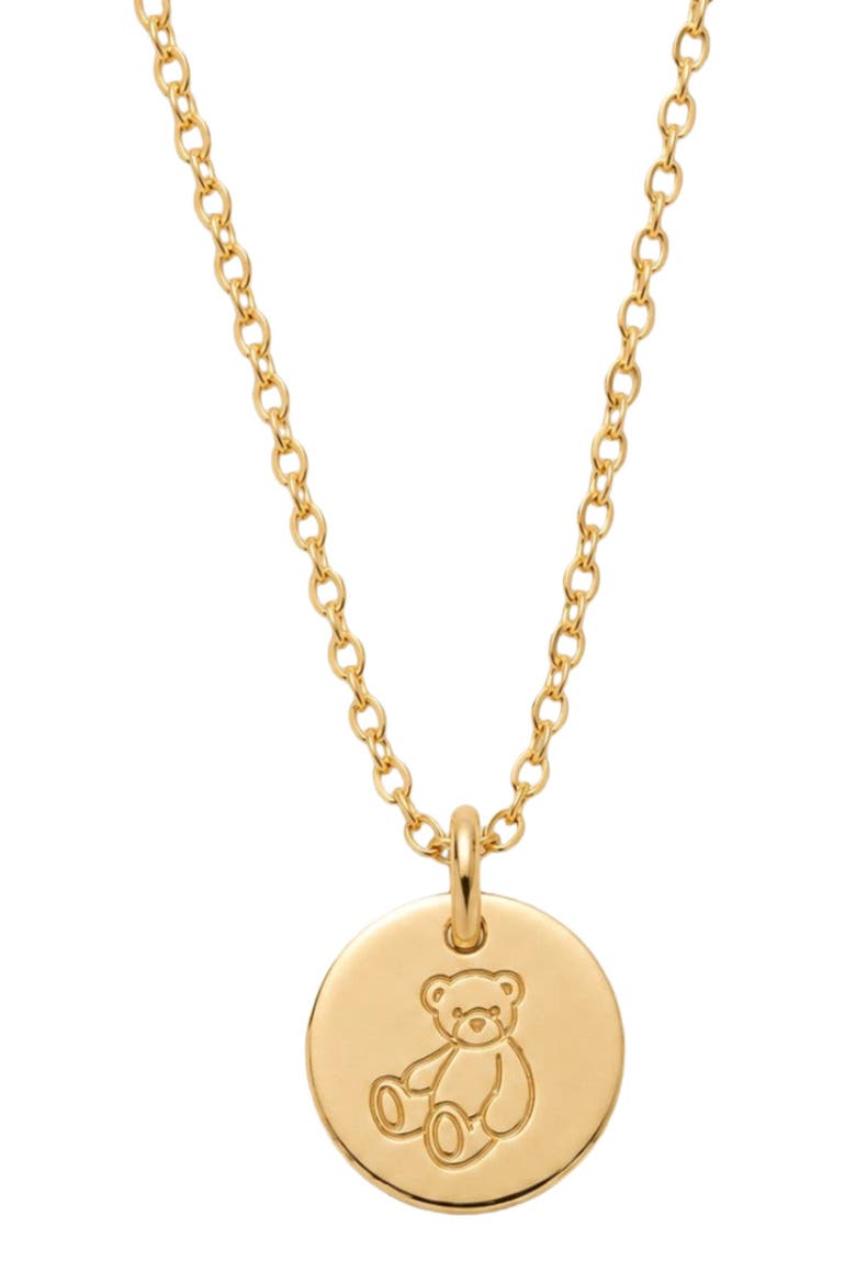 Teddy Bear Disc Necklace, Alternate, color, Gold Filled