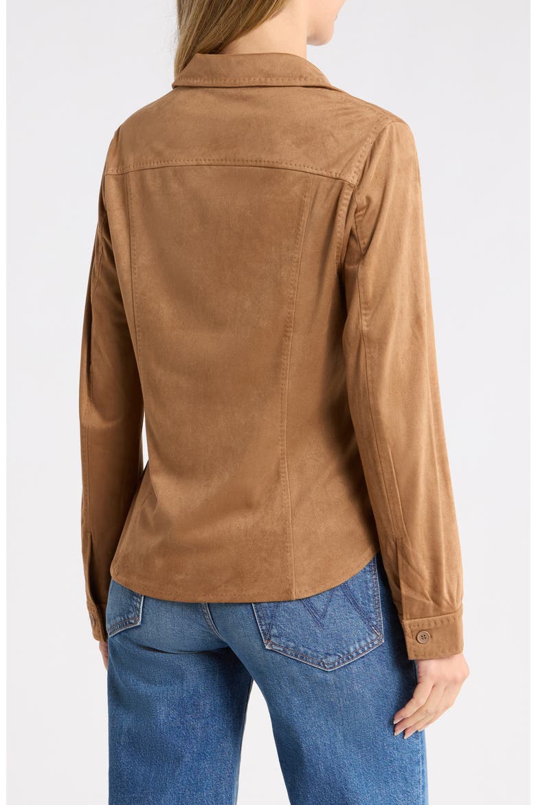 Faux Suede Button Front Shirt, Alternate, color, VICUNA