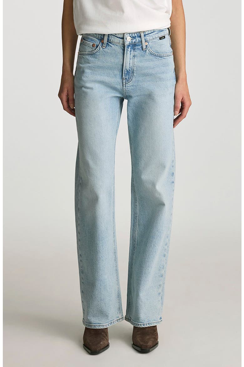 Taylor High Waist Relaxed Straight Leg Jeans, Main, color, LIGHT BRUSHED CLASSIC BLUE