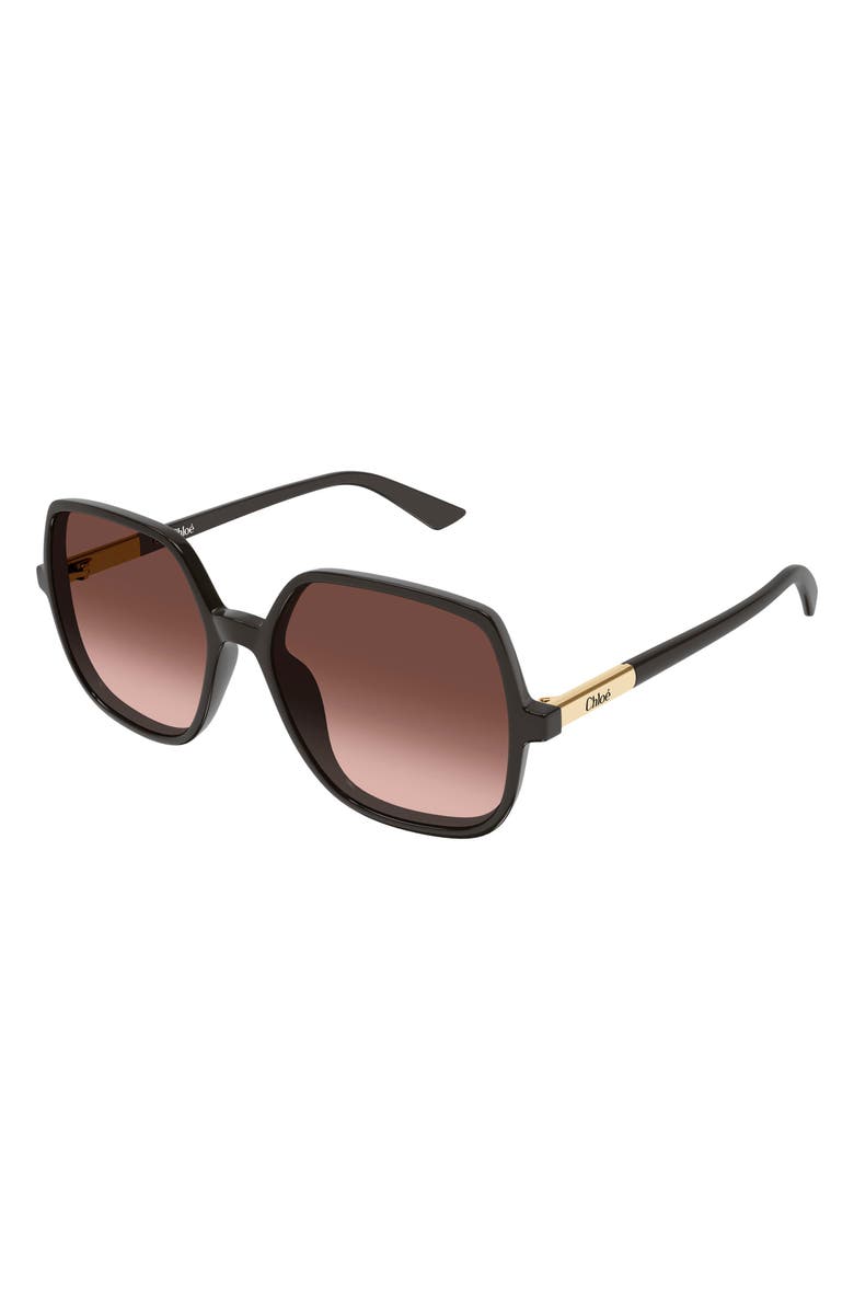 Chloé 55mm Gradient Geometric Sunglasses, Alternate, color, Grey